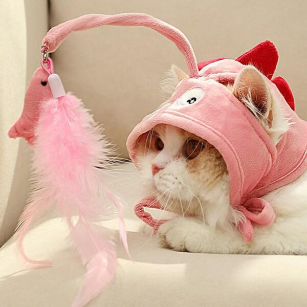 New Head Wearing Feather Funny Cat Stick Funny Cat Toy Stick Gray Big Eye Pet Toys Pet Products - Image 8
