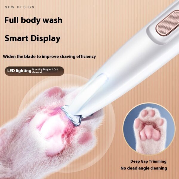 Pets Dog Paw Trimmer With LED Light Fully Waterproof Pet Hair Trimmer With LED Display Dog Clippers For Grooming Widen Blade - Image 7