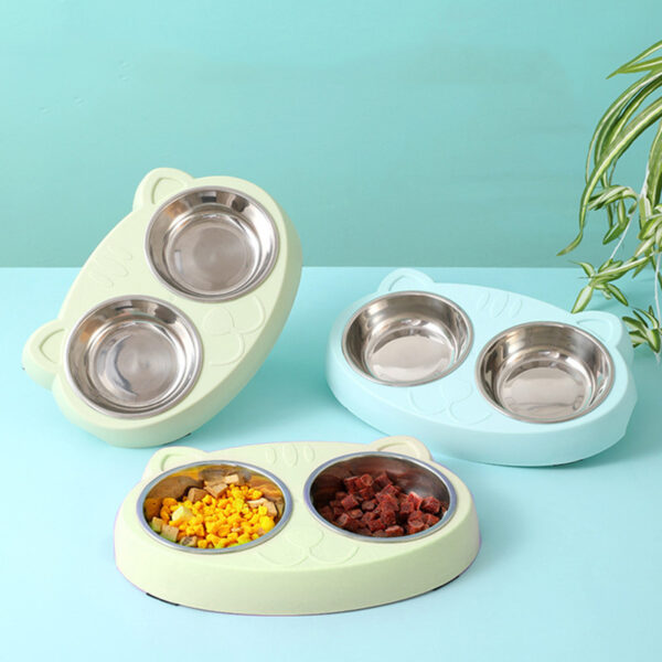 Dog Bowls Double Dog Water And Food Bowls Stainless Steel Bowls With Non-Slip Resin Station, Pet Feeder Bowls For Puppy Medium Dogs Cats - Image 2