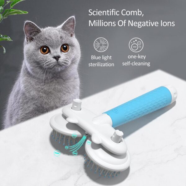 Pet Cat Brush Dog Slicker Brush Double-headed Negative Ion One-button Self Cleaning Dog Cat Hair Removal Pets Products - Image 2