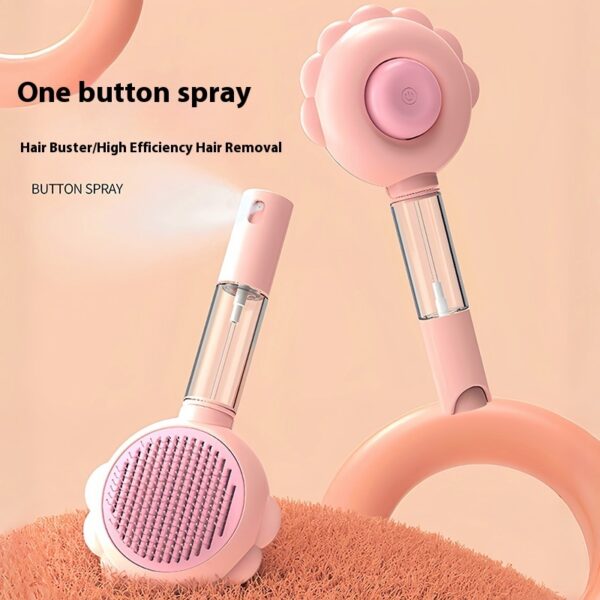2 In 1 Self Cleaning Dog Brush Comb With Spray Pets Grooming Hair Remover Combs Brush Floating Hair Pet Grooming Brush Pet Products - Image 2