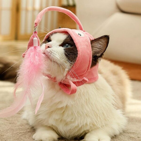 New Head Wearing Feather Funny Cat Stick Funny Cat Toy Stick Gray Big Eye Pet Toys Pet Products - Image 7