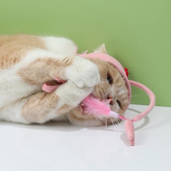 New Head Wearing Feather Funny Cat Stick Funny Cat Toy Stick Gray Big Eye Pet Toys Pet Products - Image 9