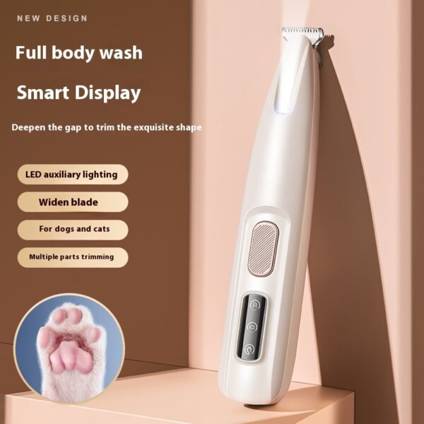 Pets Dog Paw Trimmer With LED Light Fully Waterproof Pet Hair Trimmer With LED Display Dog Clippers For Grooming Widen Blade - Image 6