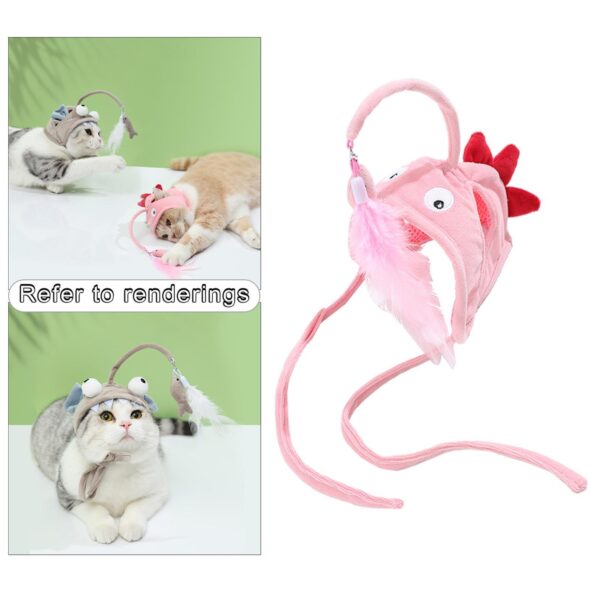 New Head Wearing Feather Funny Cat Stick Funny Cat Toy Stick Gray Big Eye Pet Toys Pet Products - Image 4