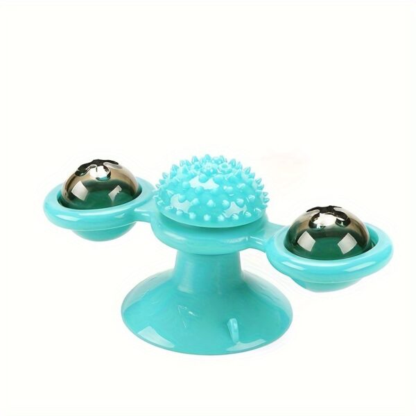 New Windmill Cat Toys Cute Rotating Interactive Cat Toy - Indoor Windmill Cat Toy With Suction Cup Catnip & Jagged Teeth Middle Ball, Smart Kitten Rotating Spinner Exercise Toy, Toothbrush & Massager - Image 8