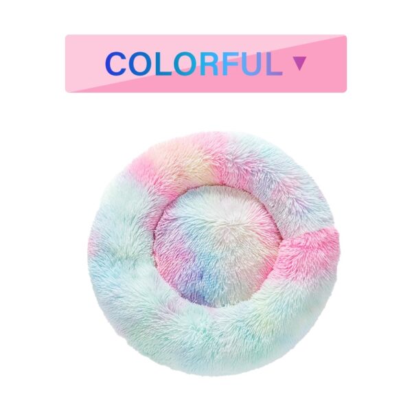 Fluffy Donut Dog Bed  Warm Soft Long Plush Pet Cushion Dog House Cat  Bed Washable Pet Sofa Mat Calming Samll Large Dog Beds - Image 2