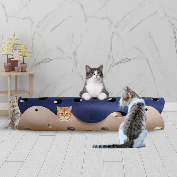 Cat Tunnel Cat Toy Felt Pom Splicing Deformable Kitten Nest Collapsible Tube House Tunnel Interactive Pet Toy Cat Accessories - Image 5