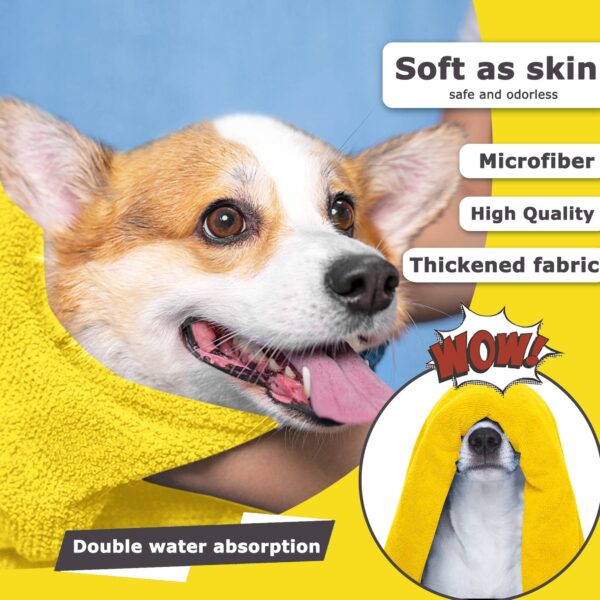 Dog Towels For Drying Dogs Drying Towel Dog Bath Towel, Quick-drying Pet Dog And Cat Towels Soft Fiber Towels Robe Super Absorbent Quick Drying Soft Microfiber Pet Towel For Dogs, Cats Yellow - Image 6