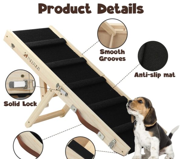 Wooden Adjustable Pet Dog Ladder Foldable Portable Non-slip Ramp - Image 3