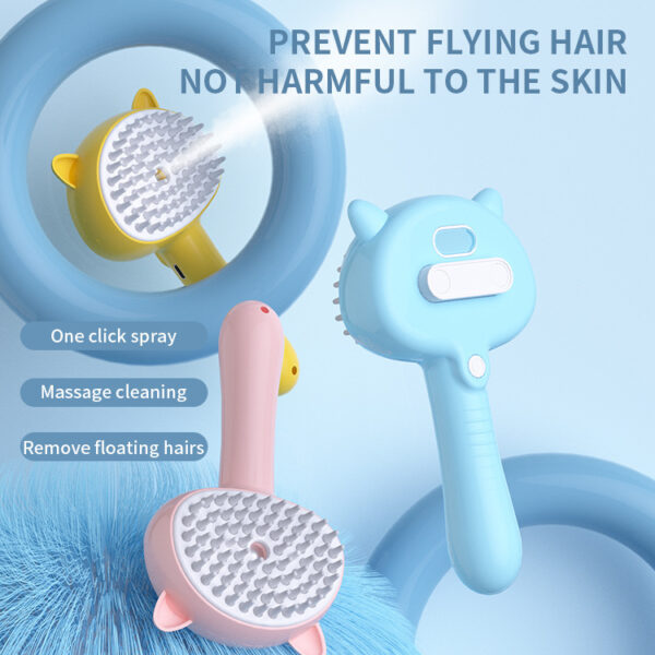 Hair Cleaning Brush With Mist Multifunctional Cat Grooming Brush Rechargeable Self Cleaning Slicker Brush For Pets Dogs & Catsb Pet Products - Image 8