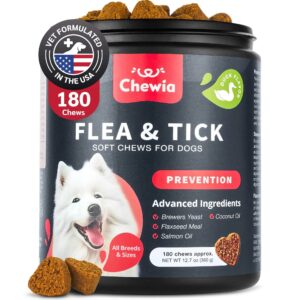 Chewia Dog Flea And Tick Treatment Chews FleaTick Prevention For Dogs Chewables Natural Dog Flea & Tick Control Soft Treats Immune Support Supplement