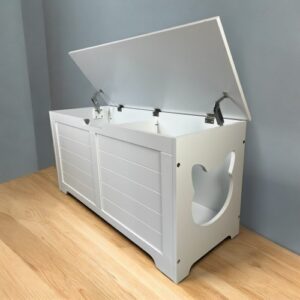 Top Open Cat Litter Box Enclosure Furniture, Cat Washroom, Hidden Litter Box Cover, Cabinet For Large Cat, Dog Proof Cat Litter Boxes, Hideaway Litter Box, Cat House, White