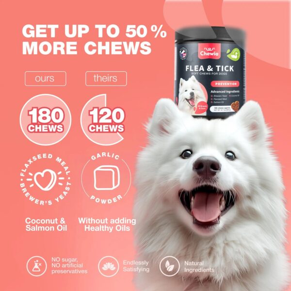 Chewier Dog Flea And Tick Treatment Chews FleaTick Prevention For Dogs Chewables Natural Dog Flea & Tick Control Soft Treats Immune Support Supplement - Image 7