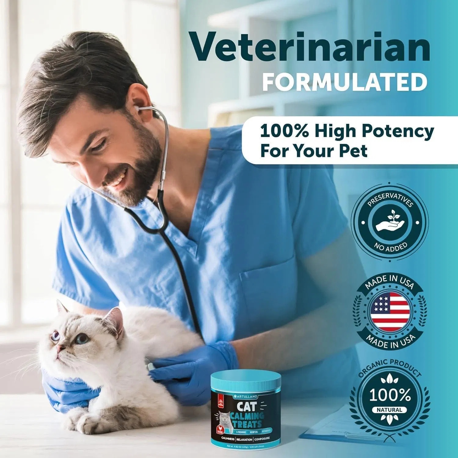 Artullano Hemp Anxiety Relief Calming Chews for Cats - Image 3