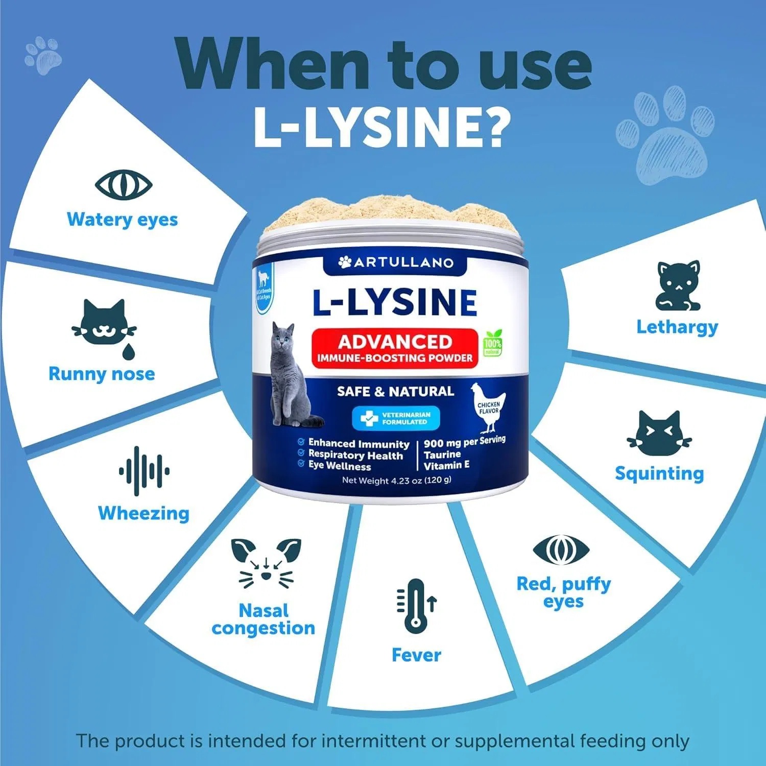 L Lysine For Cats Lysine Powder Supplement 900mg Serving Immune Support For Cats & Kittens Sneezing Runny Nose Squinting Watery Eyes Cold Eye Respiratory Health With Taurine - Image 4