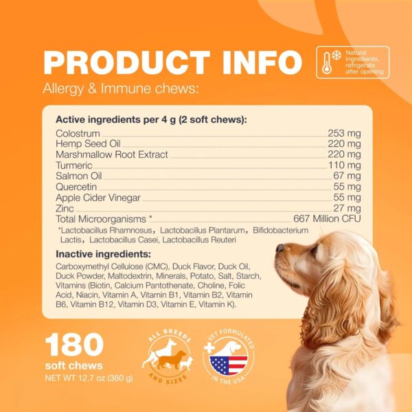 Dog Allergy Relief Chews Itch Relief For Dogs Anti Itch Dog Allergy Chews US Formulated Dog Itching Skin Relief With Salmon Oil Immune Health Seasonal Allergies & Hot Spots Support Treats - Image 9