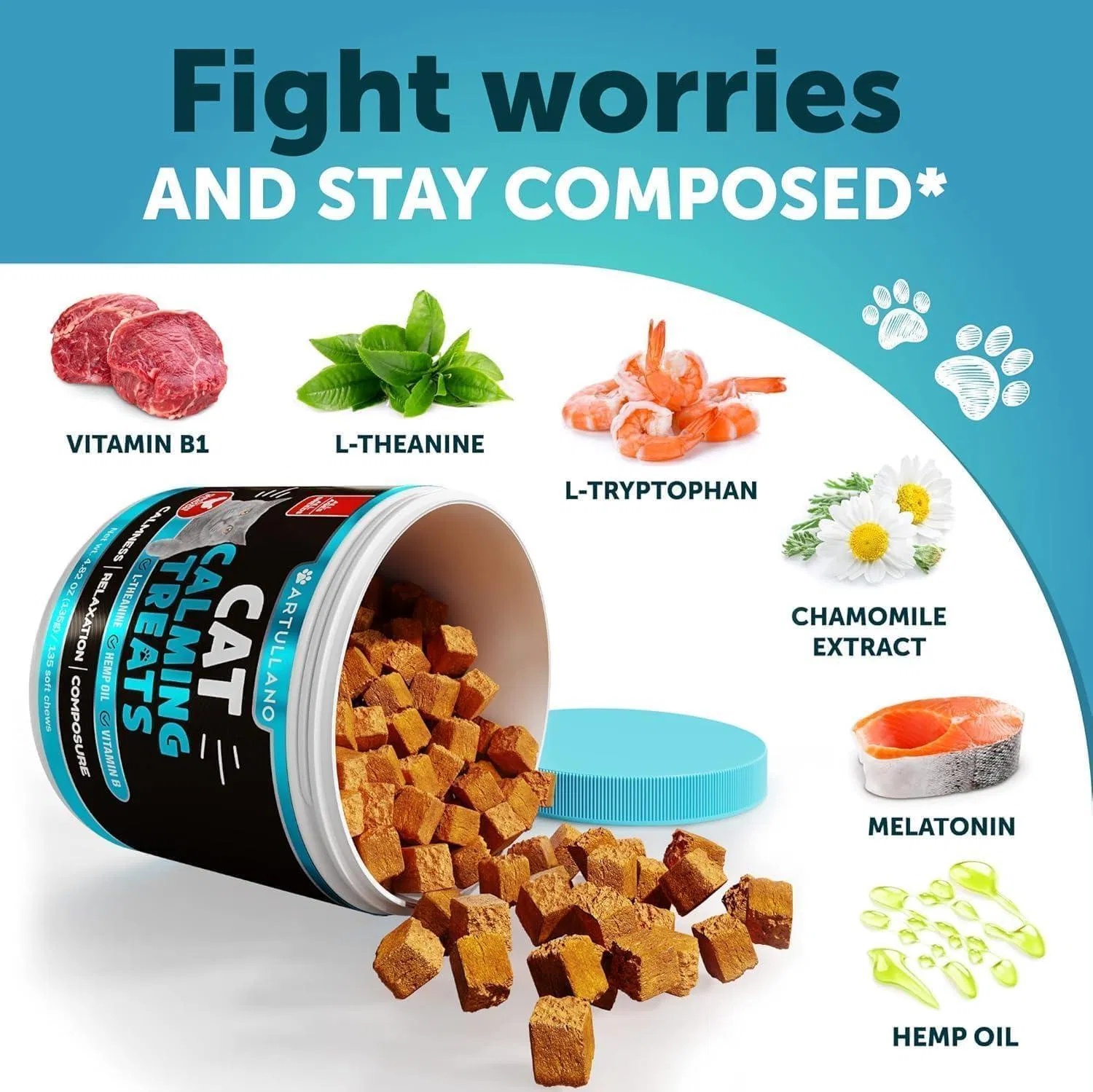 Artullano Hemp Anxiety Relief Calming Chews for Cats - Image 4