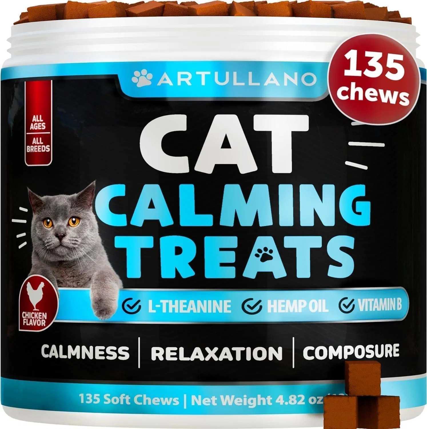 Artullano Hemp Anxiety Relief Calming Chews for Cats