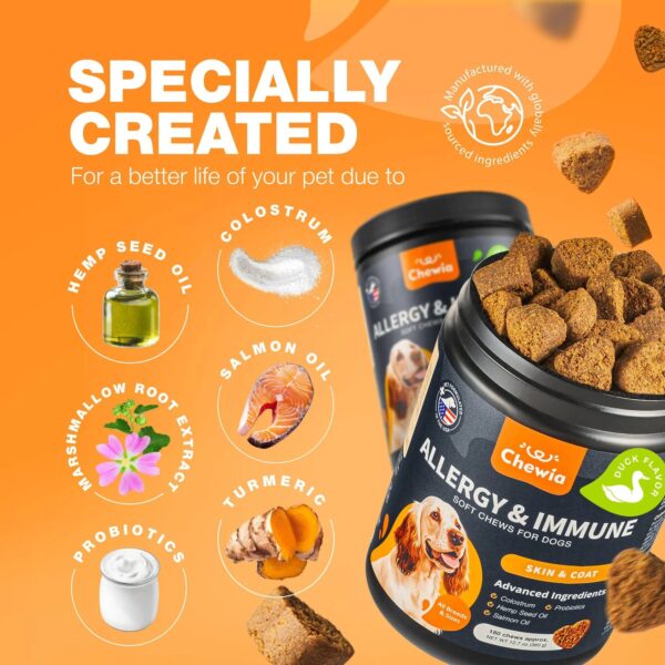 Dog Allergy Relief Chews Itch Relief For Dogs Anti Itch Dog Allergy Chews US Formulated Dog Itching Skin Relief With Salmon Oil Immune Health Seasonal Allergies & Hot Spots Support Treats - Image 4