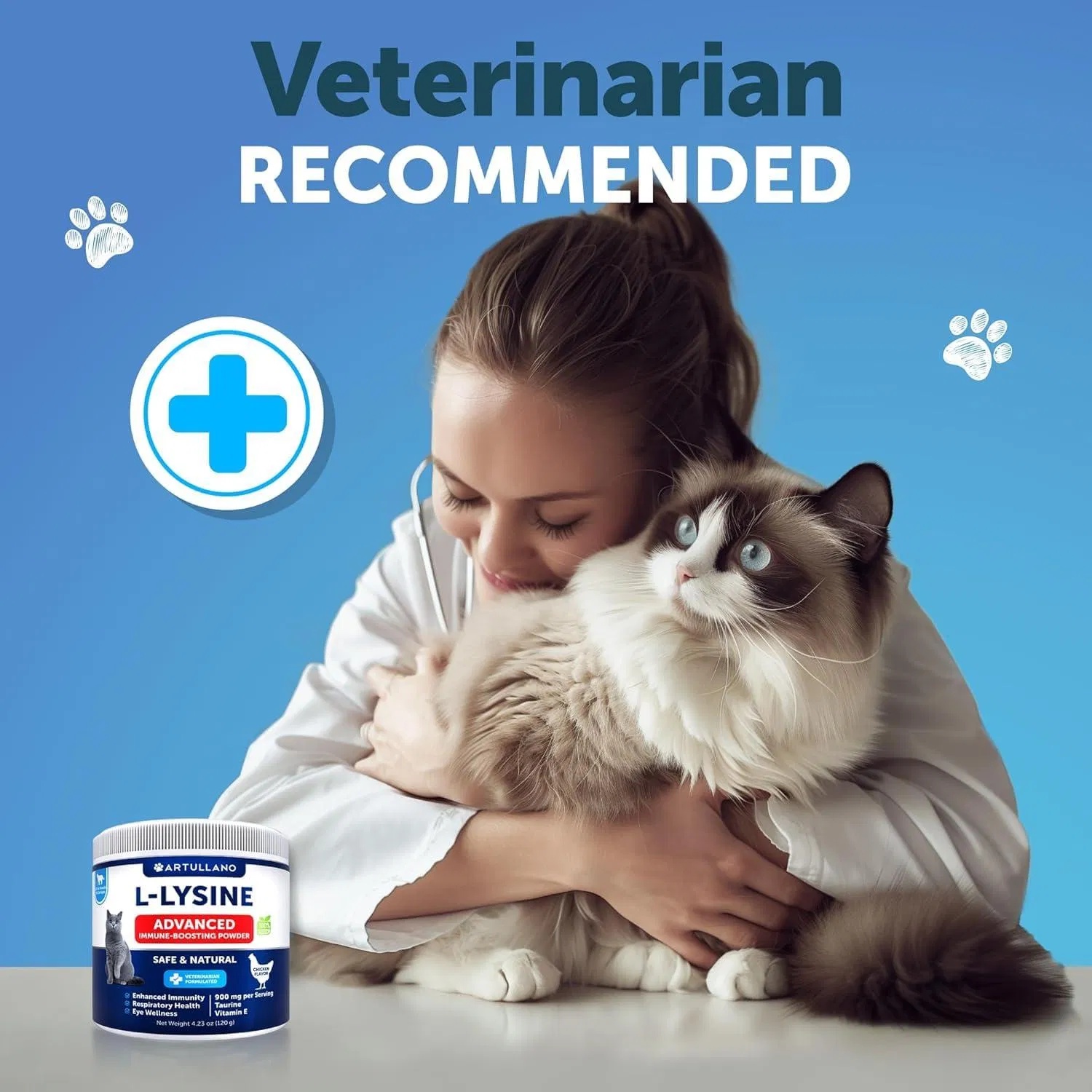 L Lysine For Cats Lysine Powder Supplement 900mg Serving Immune Support For Cats & Kittens Sneezing Runny Nose Squinting Watery Eyes Cold Eye Respiratory Health With Taurine - Image 5