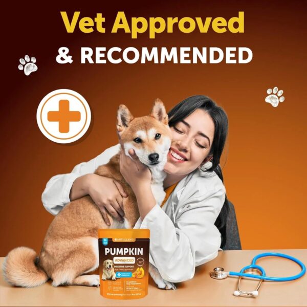 Artullano Pumpkin Powder For Dogs Digestive Support 8 OZ Fiber Supplement For Constipation For Gut Balance Healthy Skin Digestion Glands Firm Stool Poop Anti Diarrhea Gas Relief - Image 3